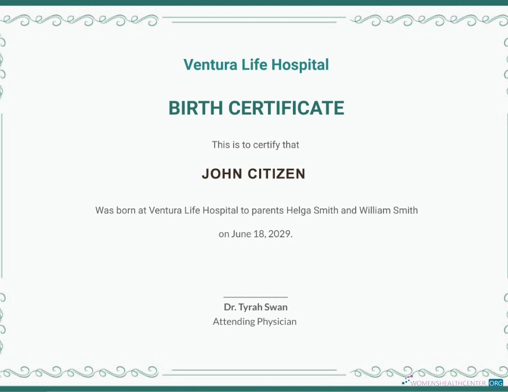 Download United States Ventura Life hospital birth certificate Photoshop template